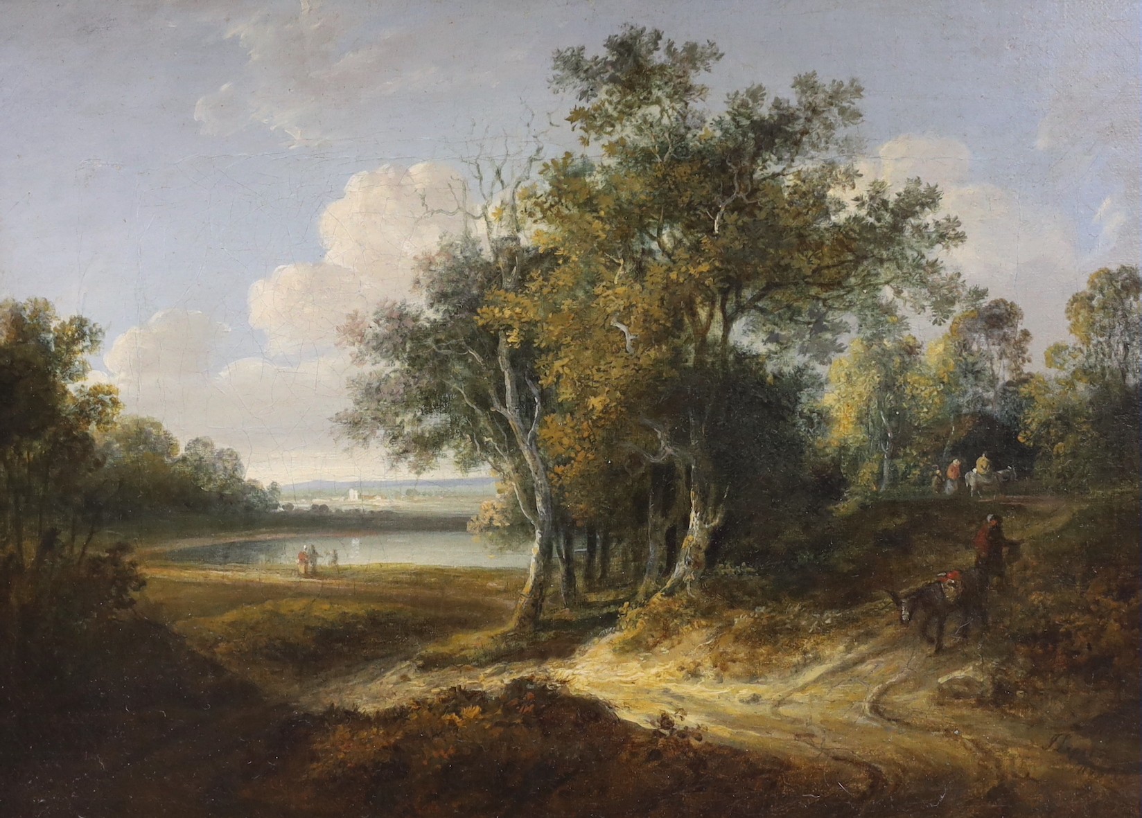 John Laporte (1761-1839), oil on canvas, A View on the Mersey, Lancashire, signed and indistinctly dated with handwritten label verso, 24 x 33cm